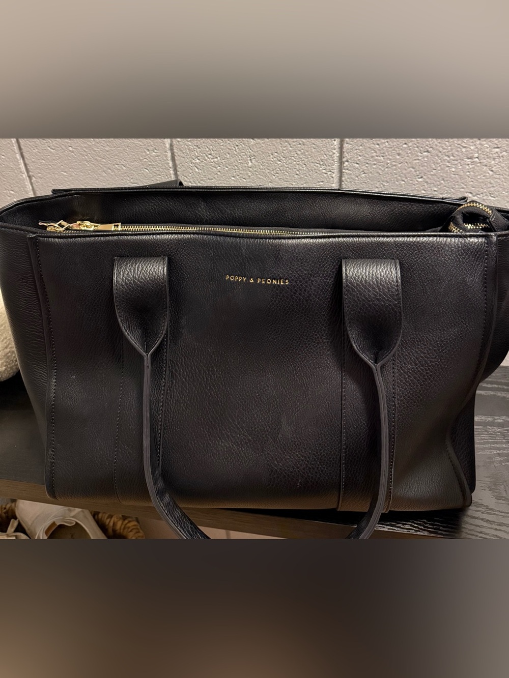 Poppy & Peonies Black Multitasker Tote Bag